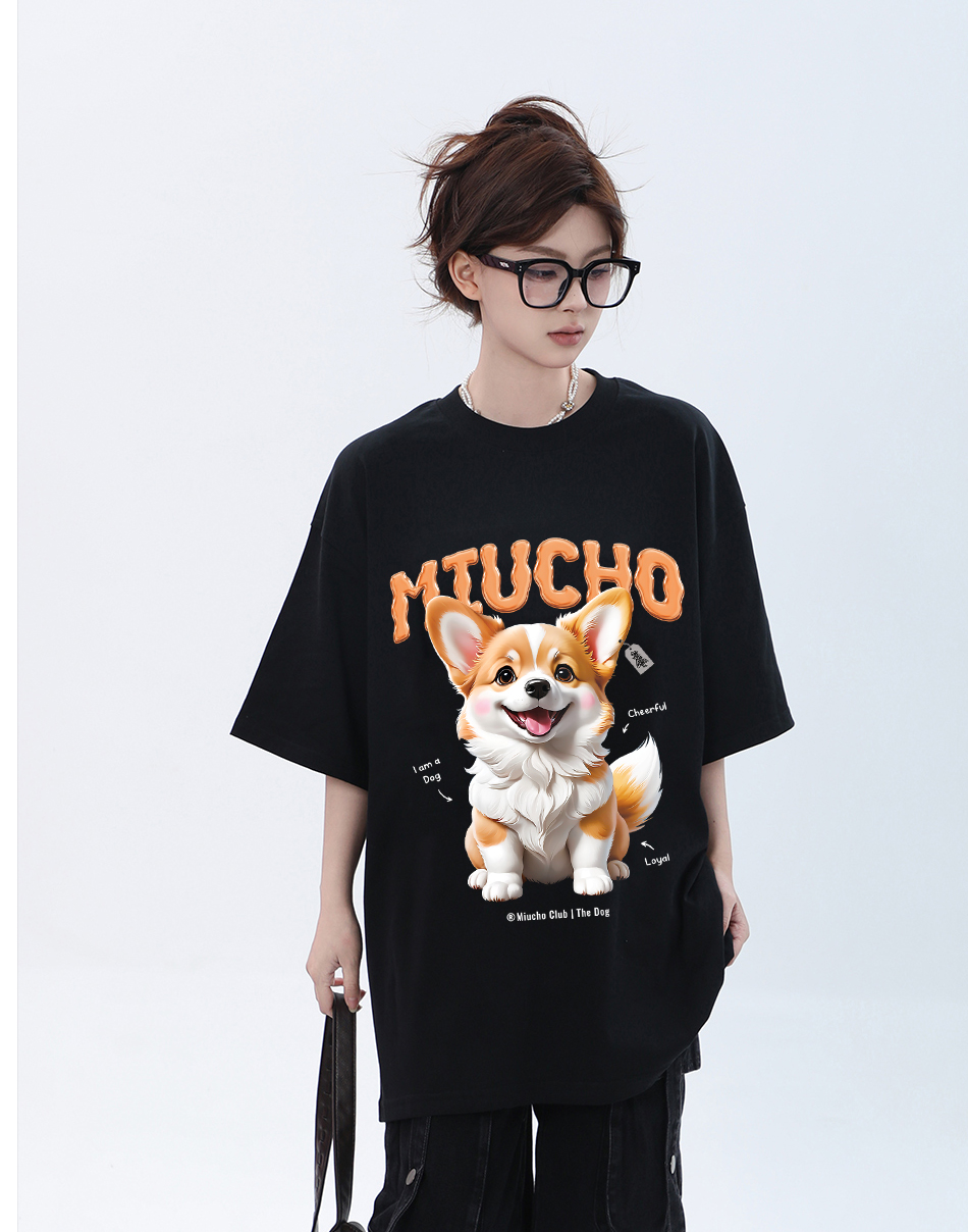 Áo thun form rộng 12 con giáp tuổi Tuất ATD1237 Miucho tay ngắn cổ tròn in mix_thumbnail_9