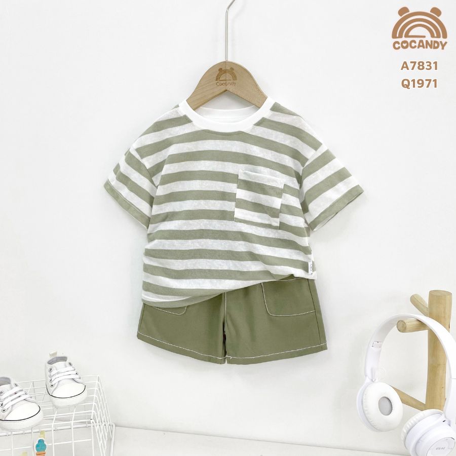 Áo cộc kẻ XANH RÊU phối túi ngực_thumbnail_0