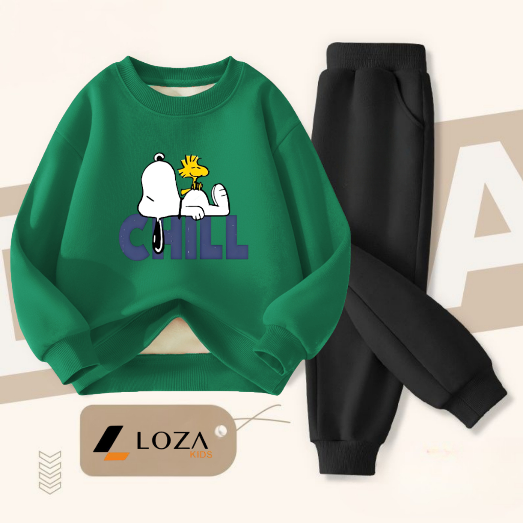 Bộ nỉ bé trai in hình Spoony chill - Loza Kids BI538