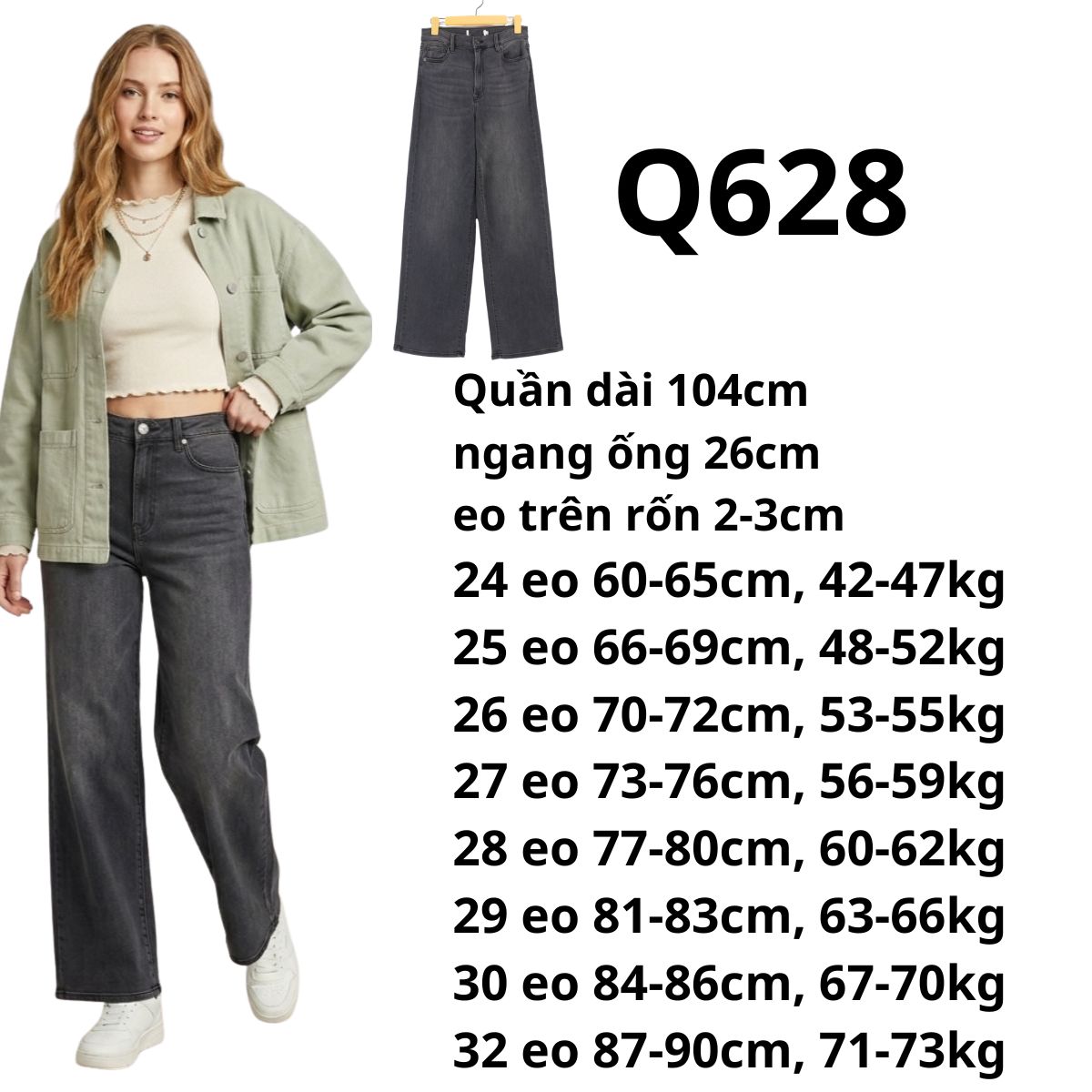 Q628- Quần jean xám đen