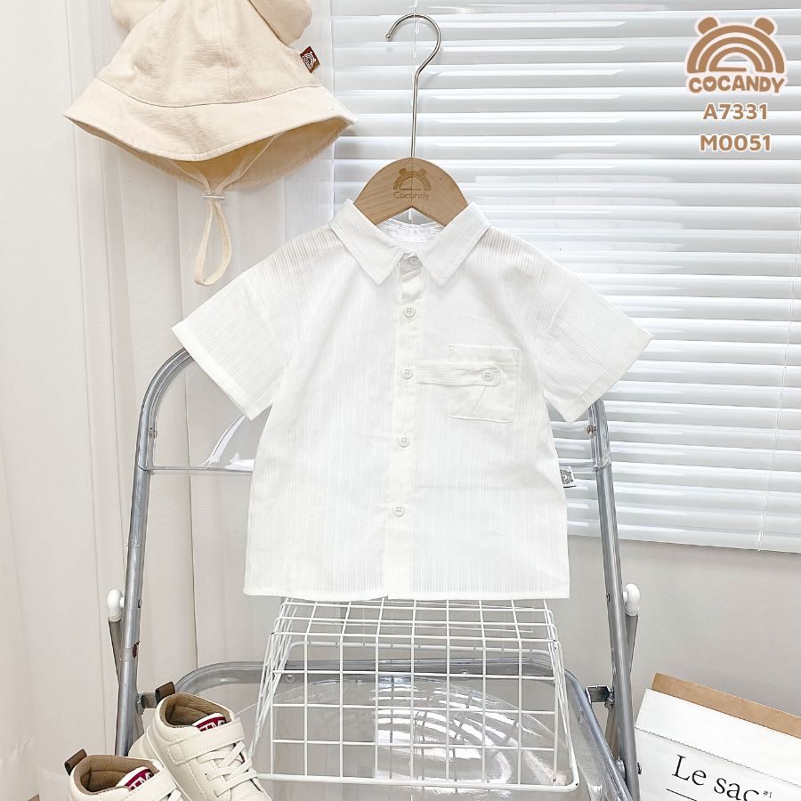 Áo cộc sơ mi TRẮNG túi ngực phối dây cúc_thumbnail_1