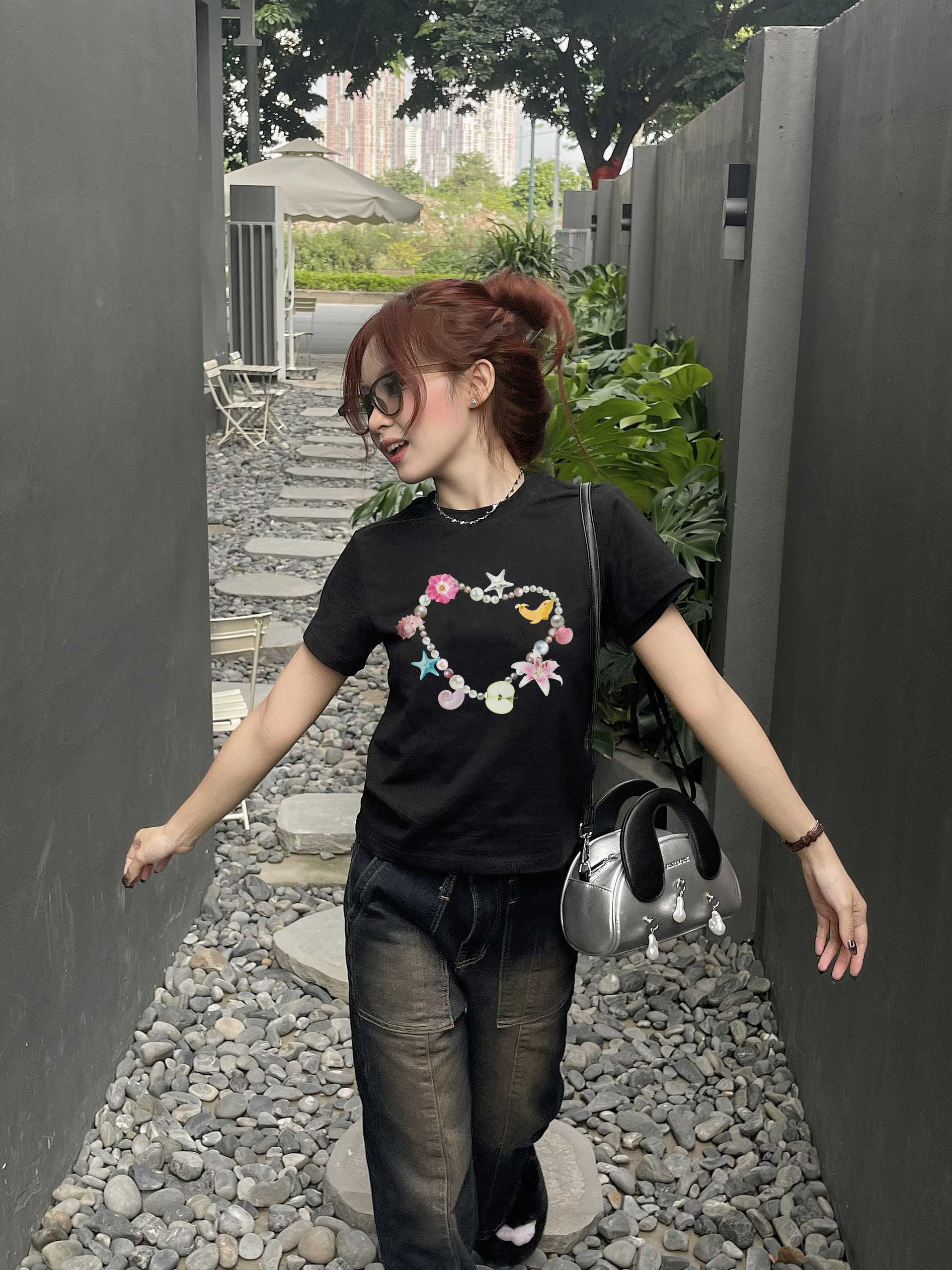 Áo thun baby tee mùa hè in trái tim xinh xắn ABD1312 Miucho tay ngắn cổ tròn hotrend in mix_thumbnail_7