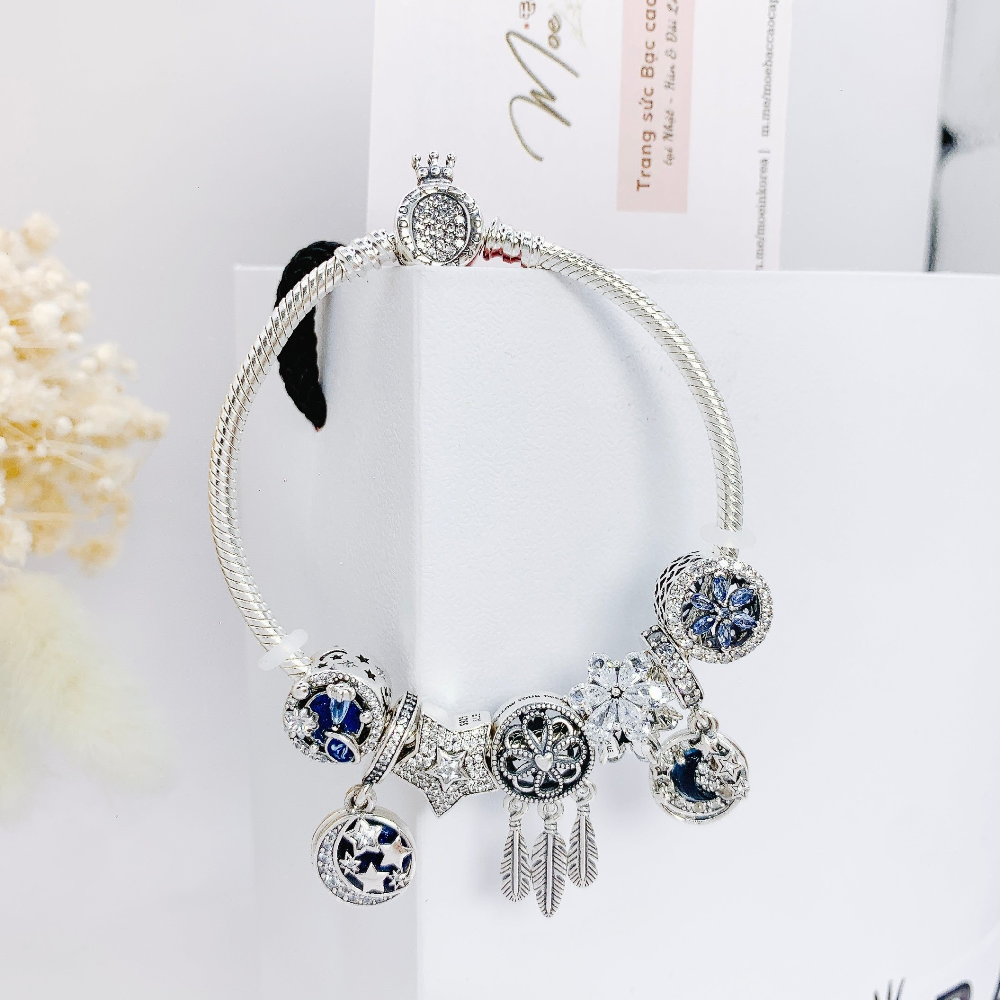 LT577- Vòng Pandora trăng sao địa cầu