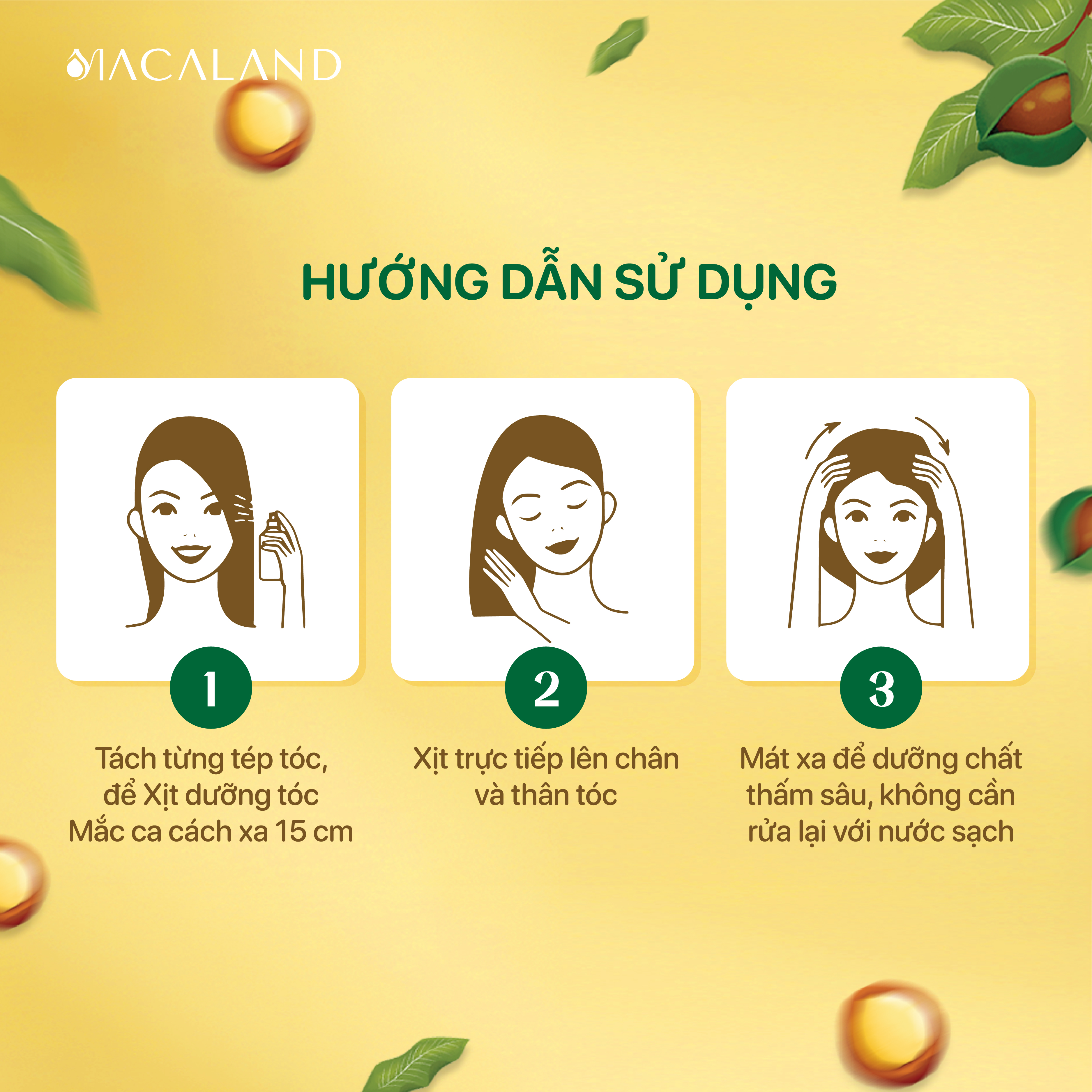 Xịt dưỡng tóc dầu Mắc Ca – tinh dầu Bưởi Macaland 100ml phục hồi hư tổn, hỗ trợ mọc tóc nhanh và chắc khỏe_thumbnail_5