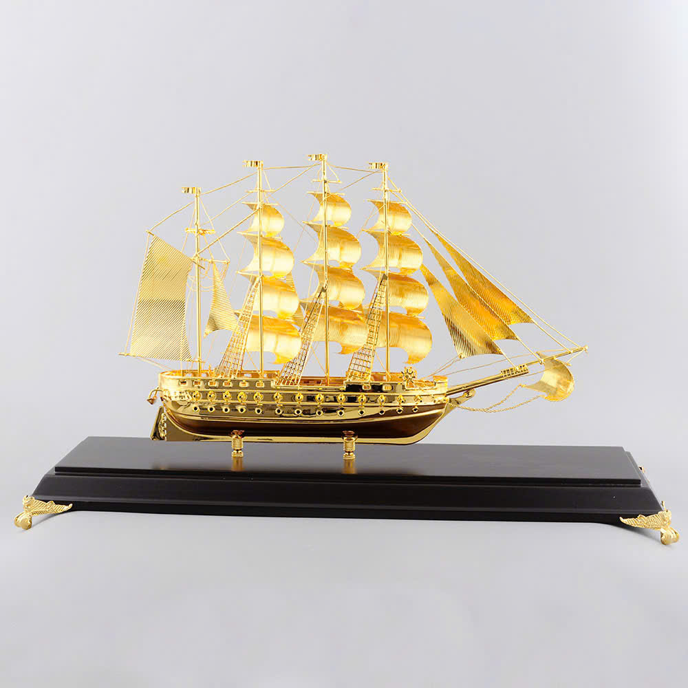 Thuyền mô hình thuận buồm xuôi gió mạ vàng 24k KT 51X 34CM_thumbnail_2