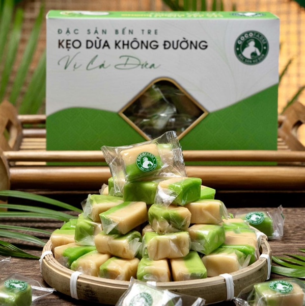 Kẹo dừa Bến Tre không đường vị lá dứa 400g