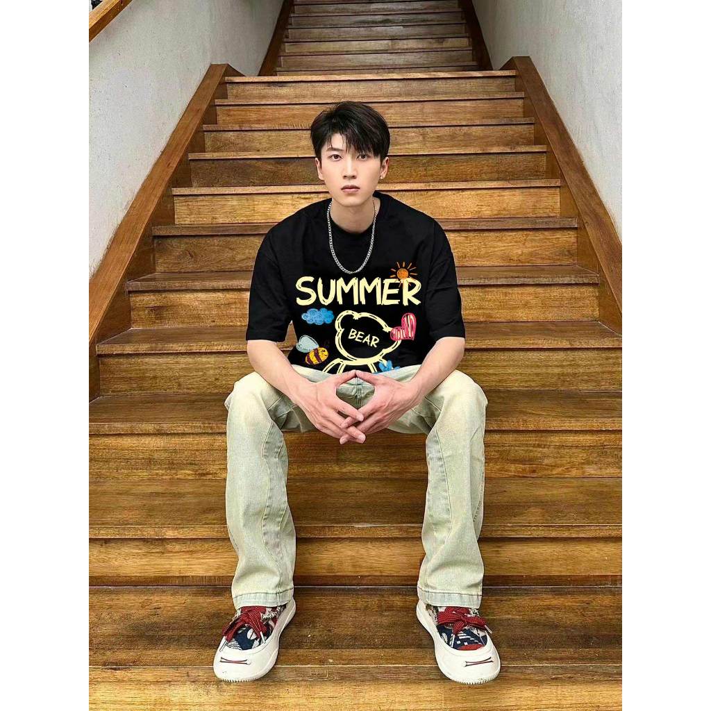 Áo thun nam form rộng local brand ATD1147 Miucho Man tay ngắn thoáng mát cổ tròn in mix BST hè biển_thumbnail_4