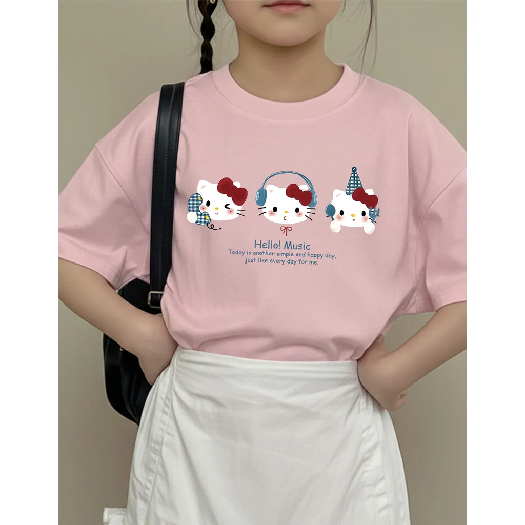 Áo thun form rộng cho bé gái Kado vải cotton co giãn 4 chiều thoáng mát Kitty dễ thương in mix 2887_thumbnail_7