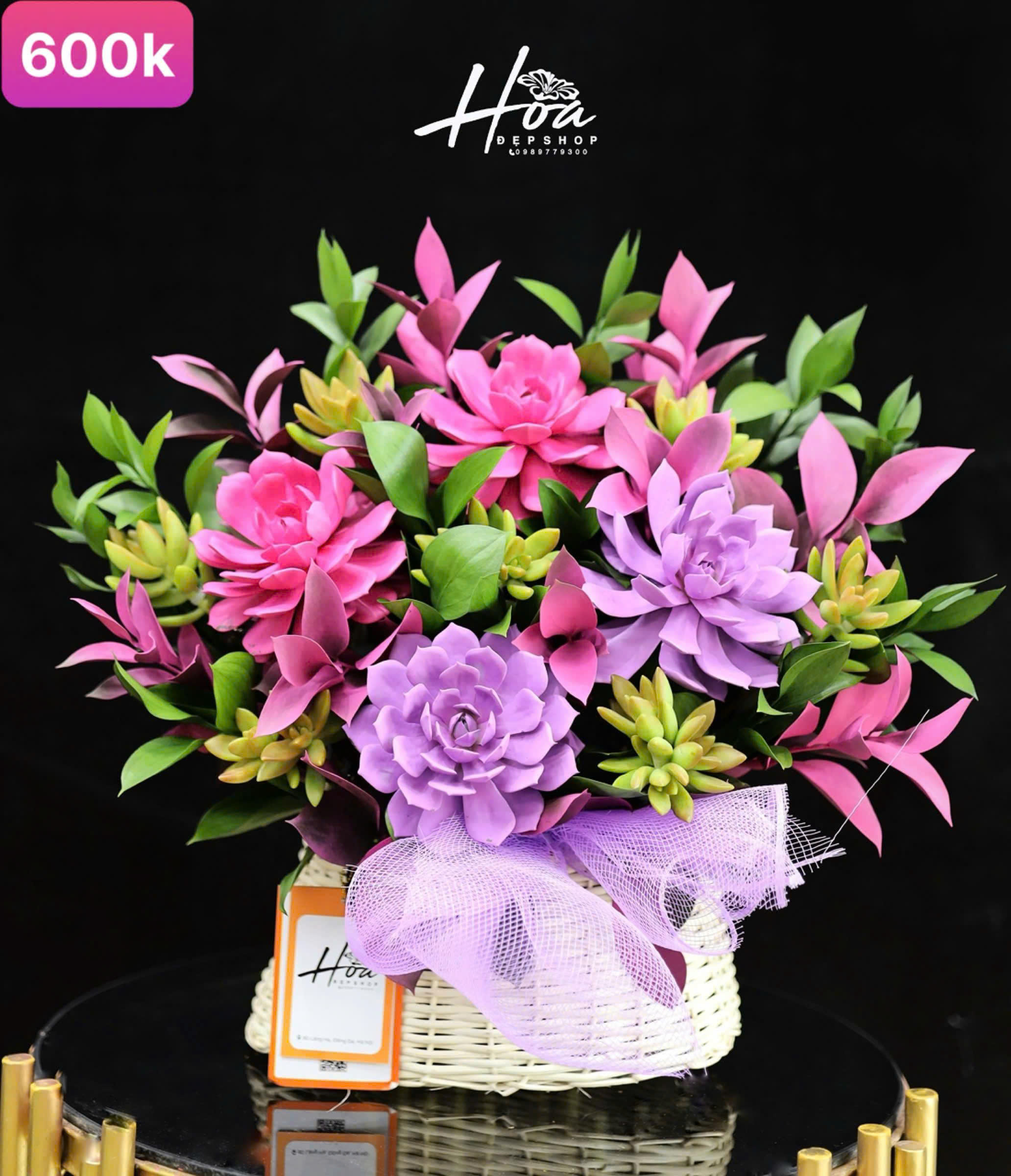 Giỏ sen đá mây trắng 6TH