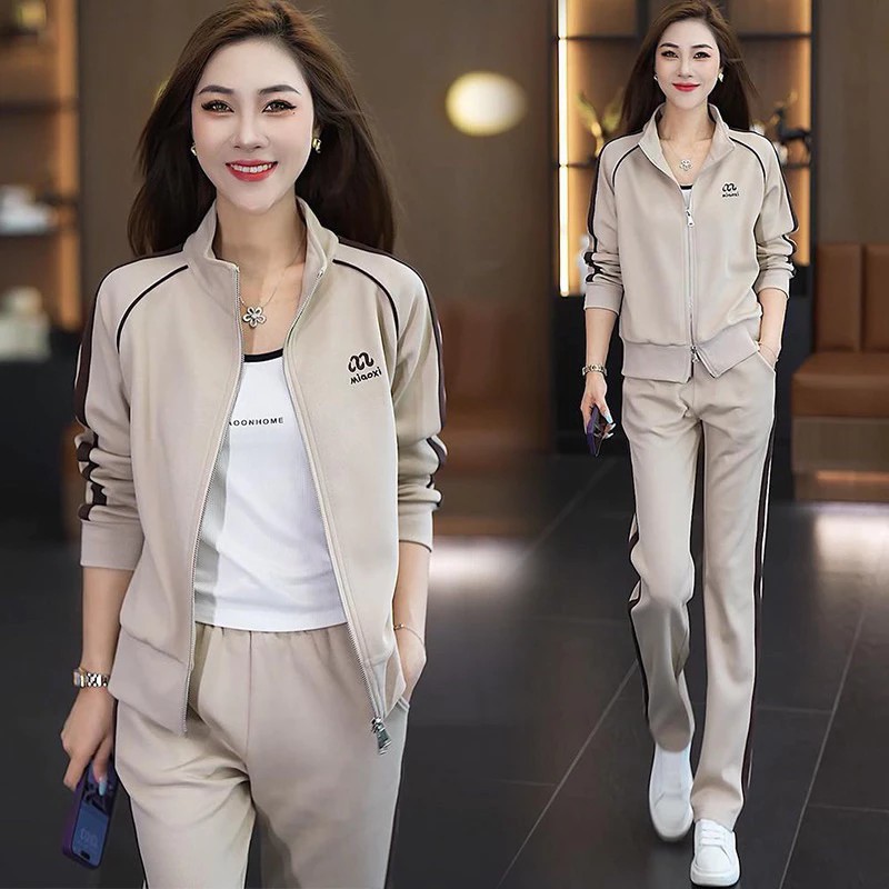 Bộ Thể Thao Thu Đông Kéo Khóa Nữ, Sét Đồ Bộ Thu Đông Nữ Chất Umi Cao Cấp_thumbnail_2