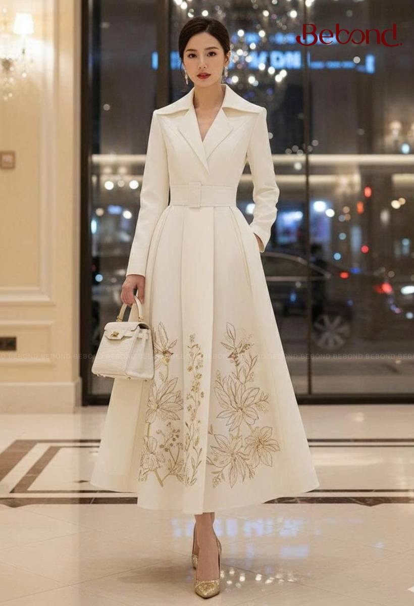 Đầm nữ hoàng CUTIS màu TRẮNG kèm đai