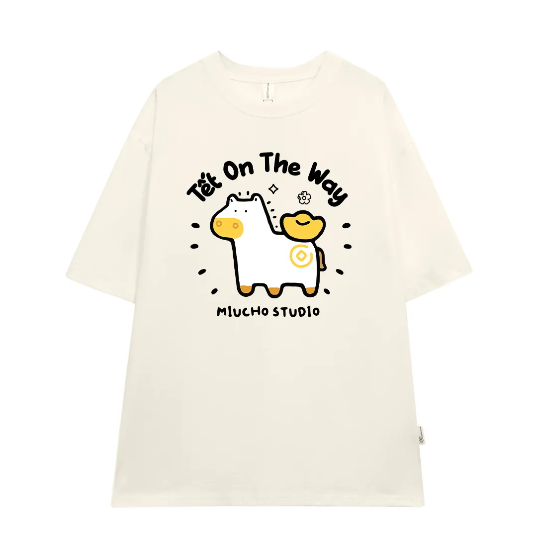 Áo thun form rộng unisex Miucho vải thoáng mát thấm hút tốt Tết On The Way 2888