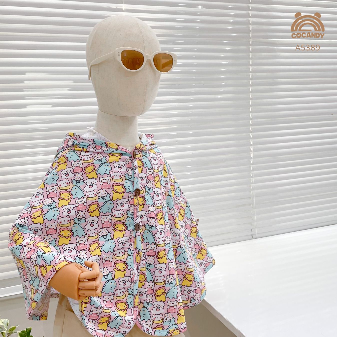 Áo choàng COTTON cao cấp COCANDY động vật HỒNG_thumbnail_1