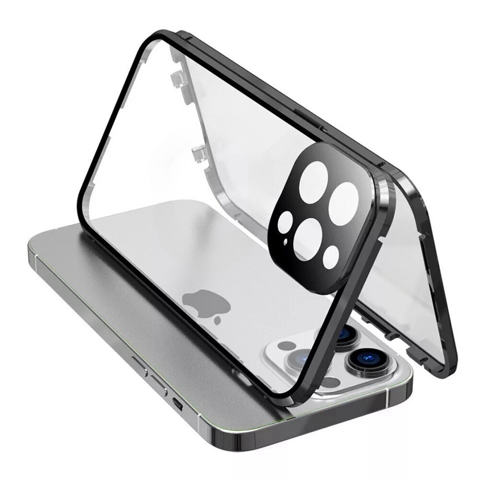 ỐP LƯNG ĐIỆN THOẠI IPHONE CƯỜNG LỰC LÀM BẰNG KIM LOẠI 2 MẶT BẢO VỆ MÁY KHÔNG CHỐNG NHÌN TRỘM_thumbnail_1