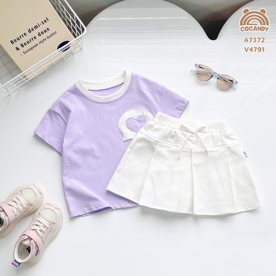 Chân váy TRẮNG xếp ly phối nơ