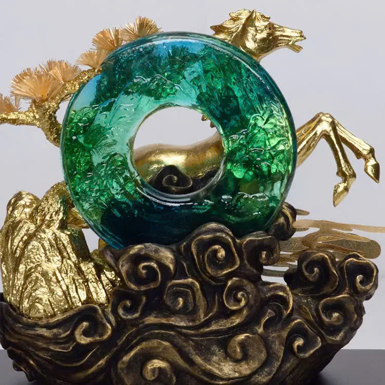 Tượng Ngựa Mã Đáo Thành Công Dát Vàng 24K Kích thước: 27x16x36 dài x rộng x cao_thumbnail_2