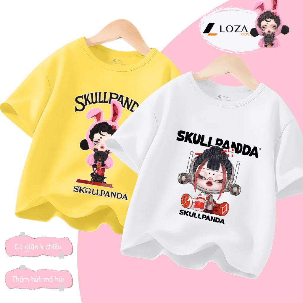 Áo thun bé gái in hình BST SKULLPANDA Hot trend - Loza Kids AT006_thumbnail_3