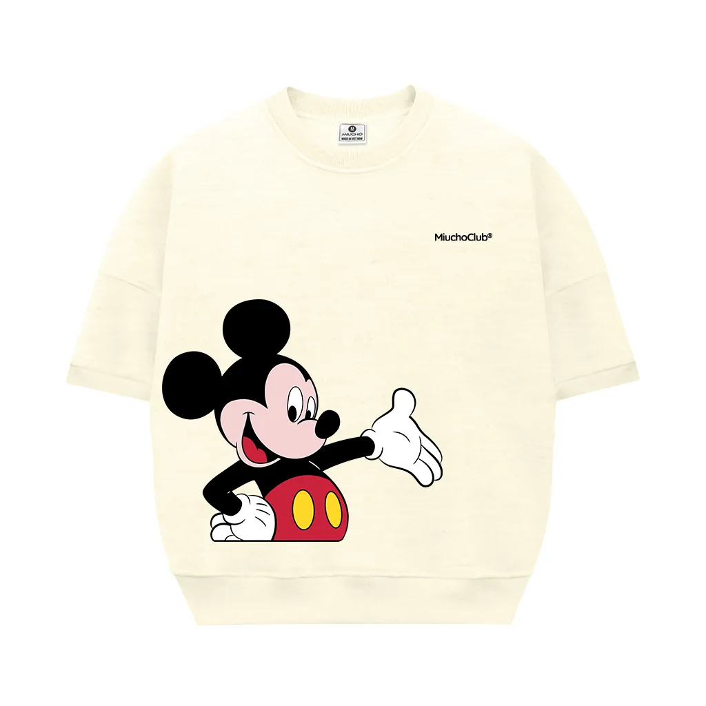 Áo sweater boxy nữ tay ngắn hình chuột mickey 2600 Miucho vải nỉ 2 da thoáng mát tay ngắn cổ tròn in mix_thumbnail_8