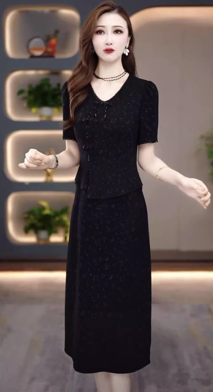 17975-Đầm suông dáng peplum kết nút tàu vạt lệch  cách điệu( lụa bi,lót)