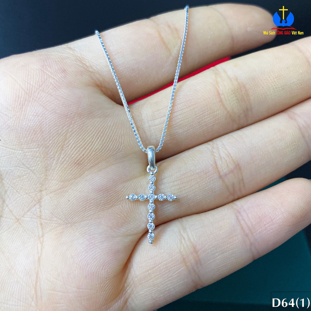 Dây chuyền bạc ta thánh giá đính đá mẫu D64 - Quà tặng Công Giáo, sinh nhật, lễ quan thầy_thumbnail_1