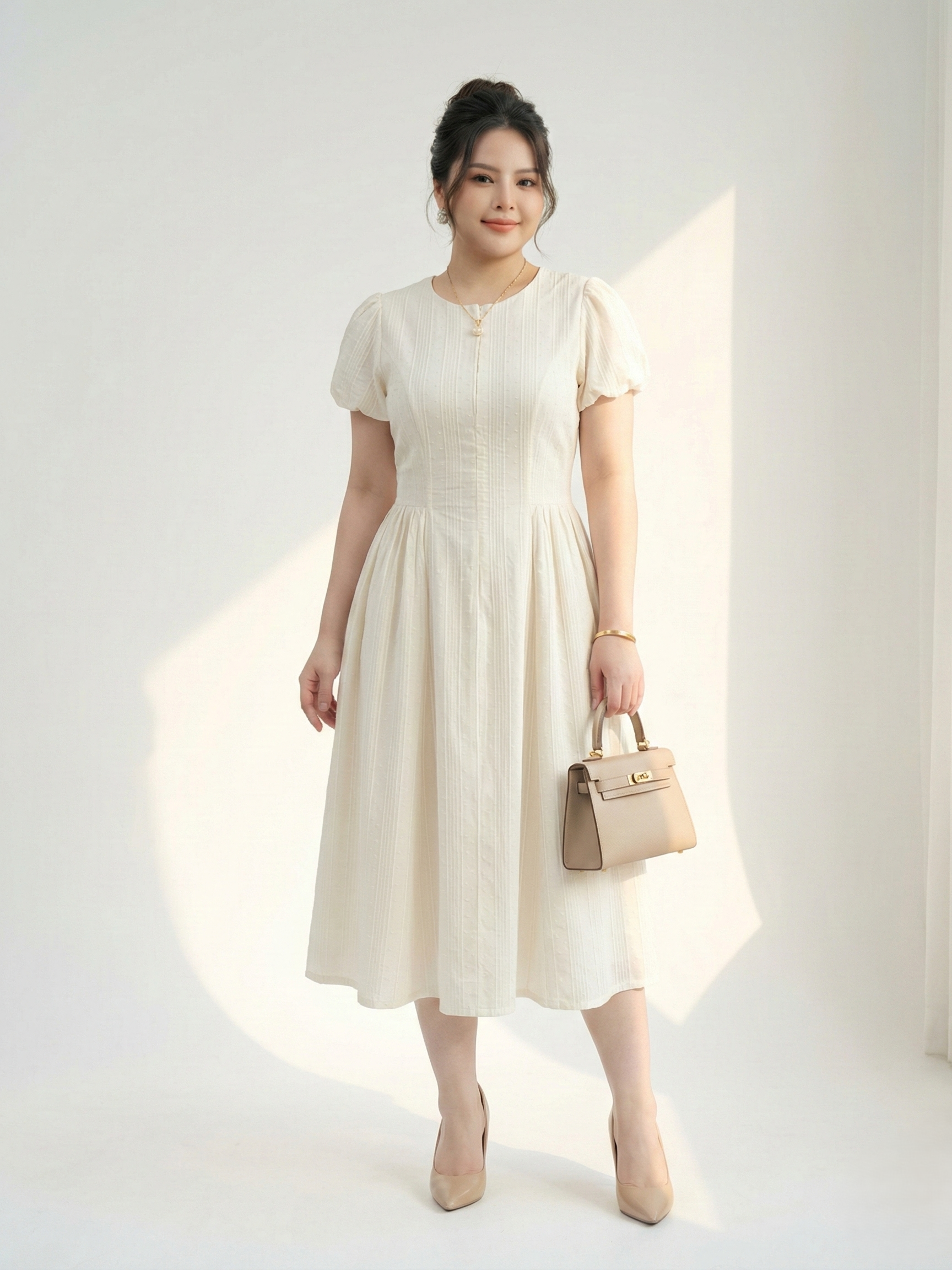 Đầm dáng dài chấm bi kiểu bigsize DA154 dành cho nàng béo mập từ 55-95kg_thumbnail_3