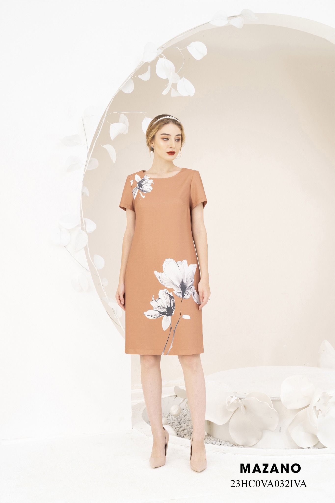 ĐẦM SUÔNG IN HOA NGỌC LAN CÁCH ĐIỆU 23HC0VA032IVA