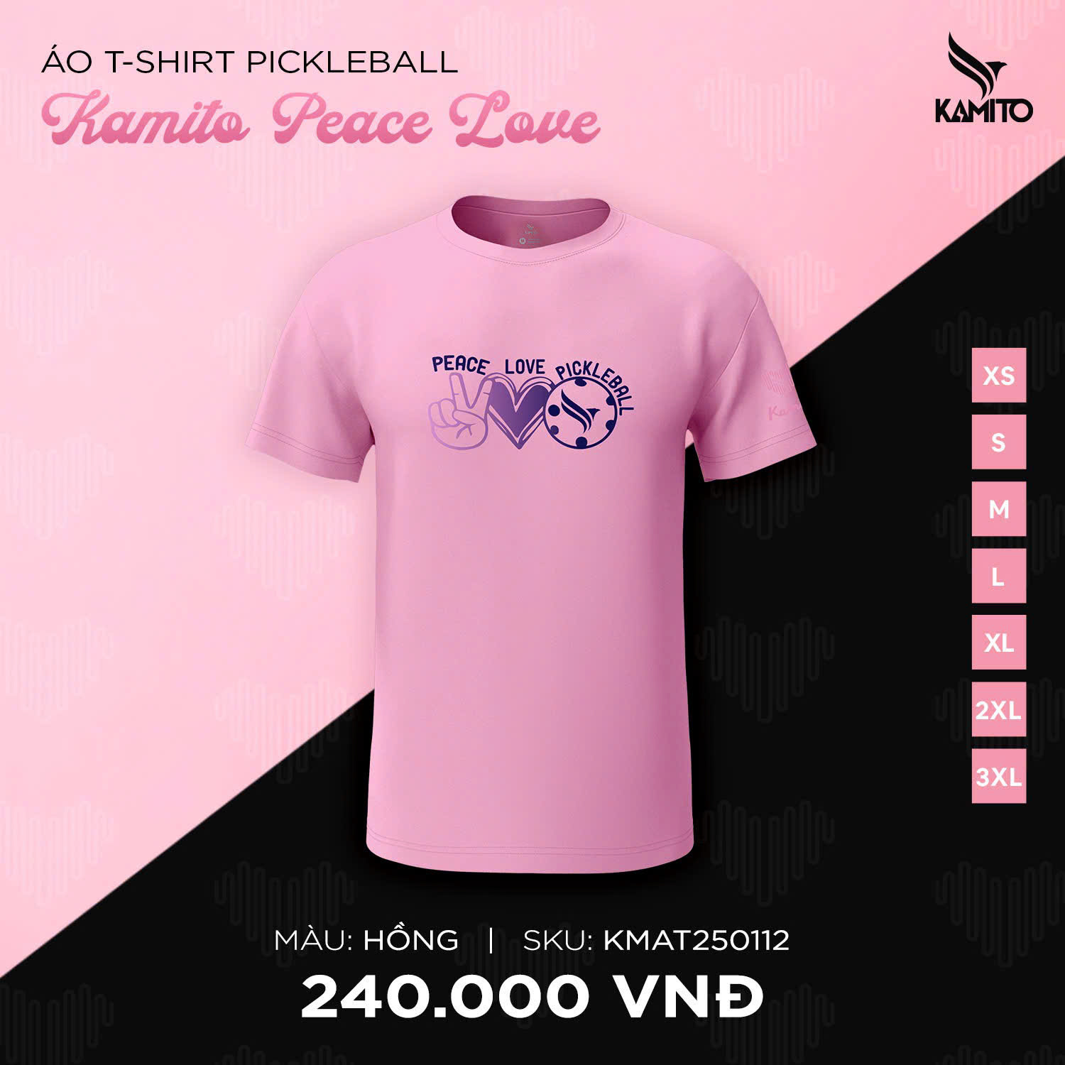 ÁO T-SHIRT PICKLEBALL KAMITO PEACE LOVE_thumbnail_2