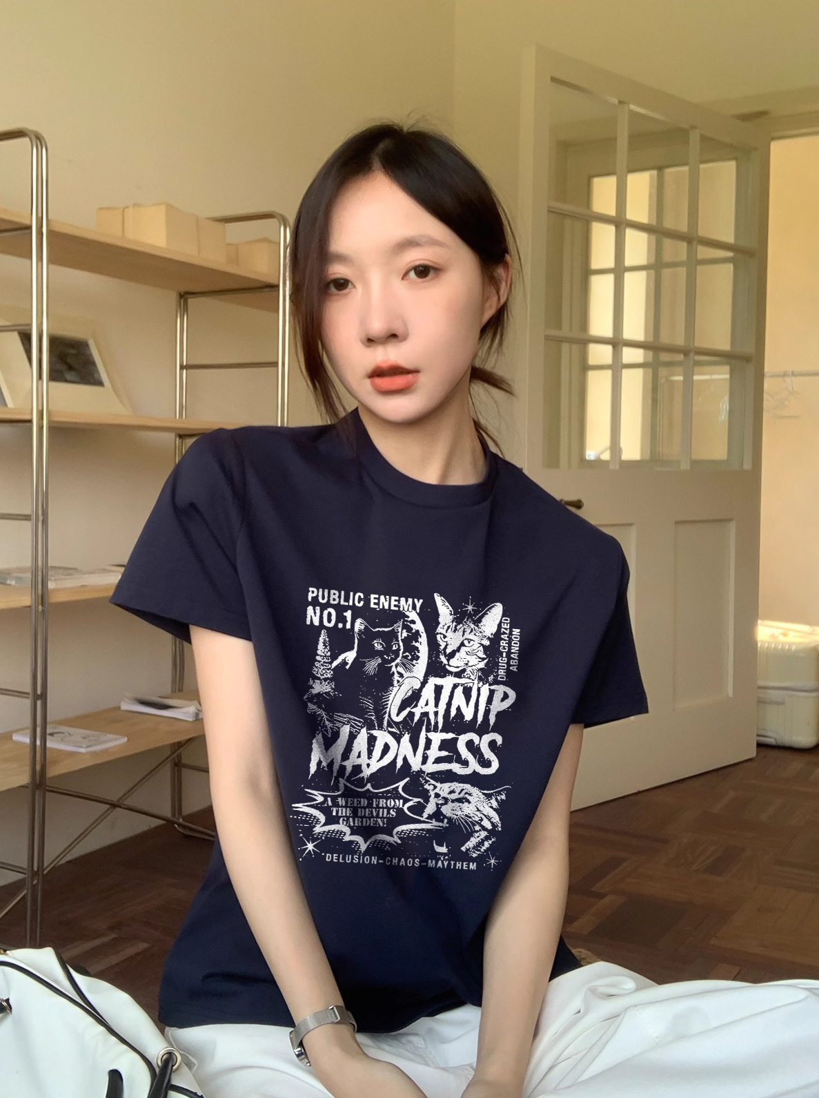 Áo thun nữ phong cách Korean form Regular ARD2397 Miucho Chic chất vải cotton cao cấp in mix_thumbnail_4