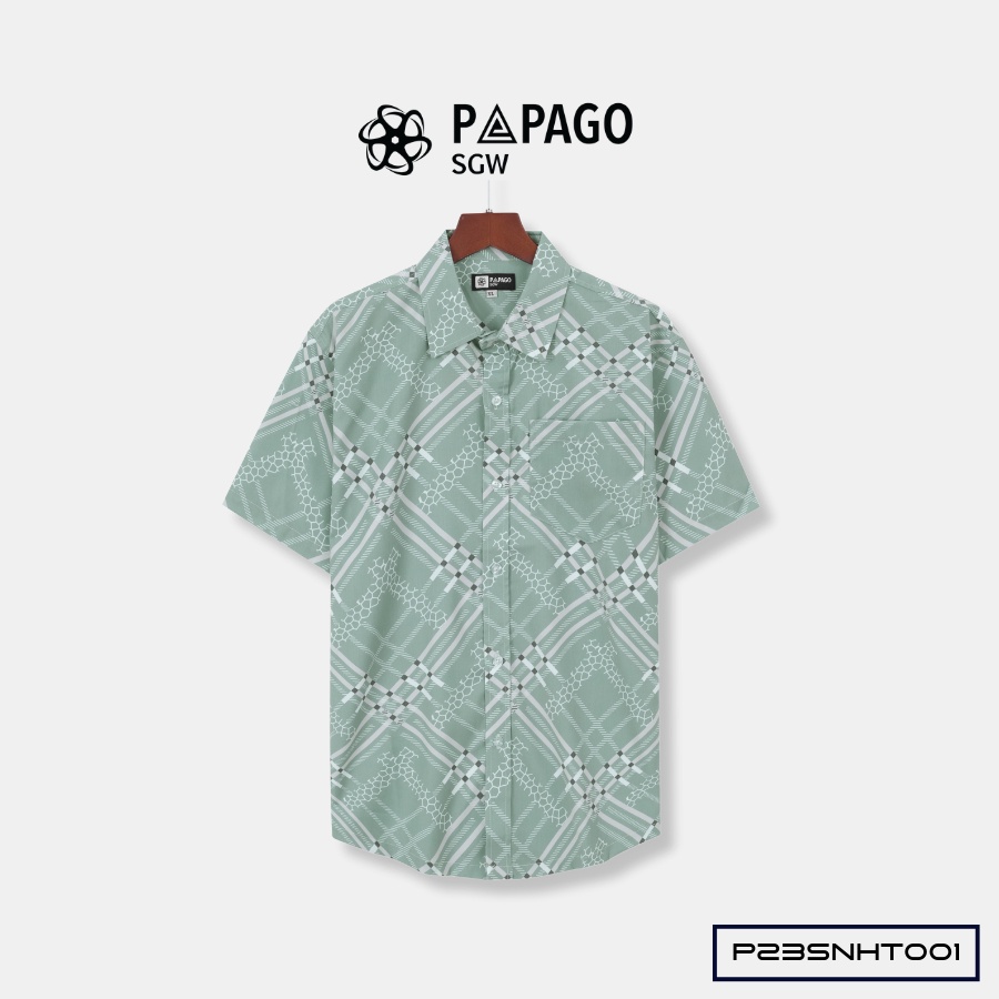 Áo sơ mi nam trung niên PAPAGO tay ngắn lai bầu vải lụa - P23SNHT001_thumbnail_9