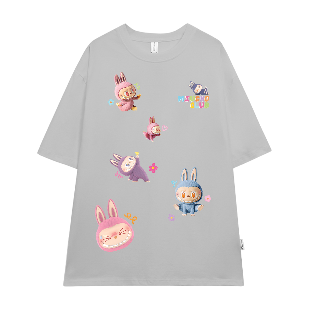 Áo phông labubu form rộng nhiều màu ATD1450 Miucho vải cotton cổ tròn in mix_thumbnail_21