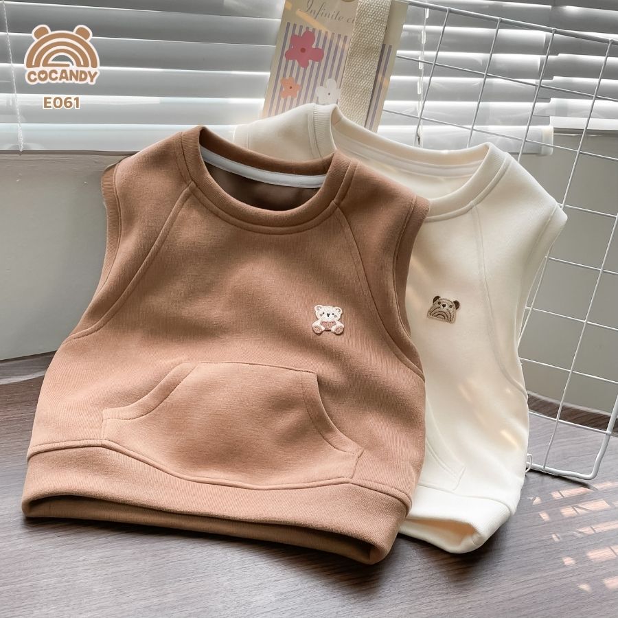 Áo gile nỉ NÂU túi bụng trơn_thumbnail_1