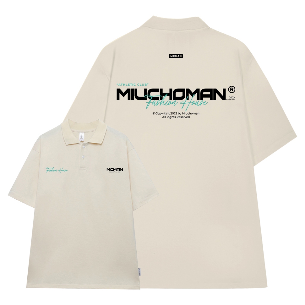 Polo nam đứng form tôn dáng PLD389 Miucho Man tay ngắn vải cotton Cổ trụ in basic_thumbnail_0