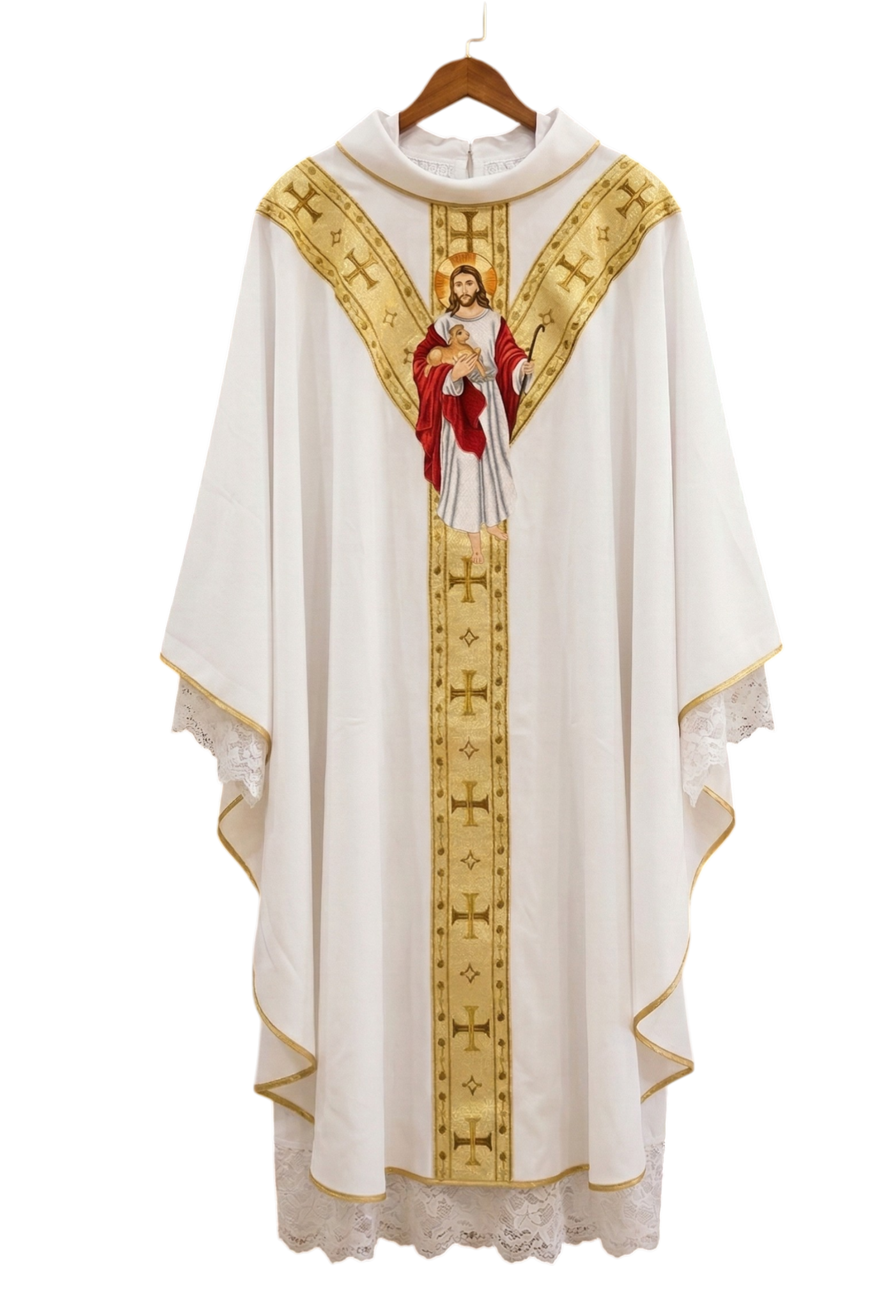 Áo lễ trắng thêu 2 chân dung trước sau