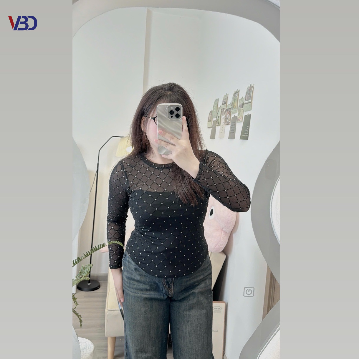 Áo lưới kim tuyến tay dài bigsize AT5016 dành cho nàng béo mập từ 55-90kg_thumbnail_1