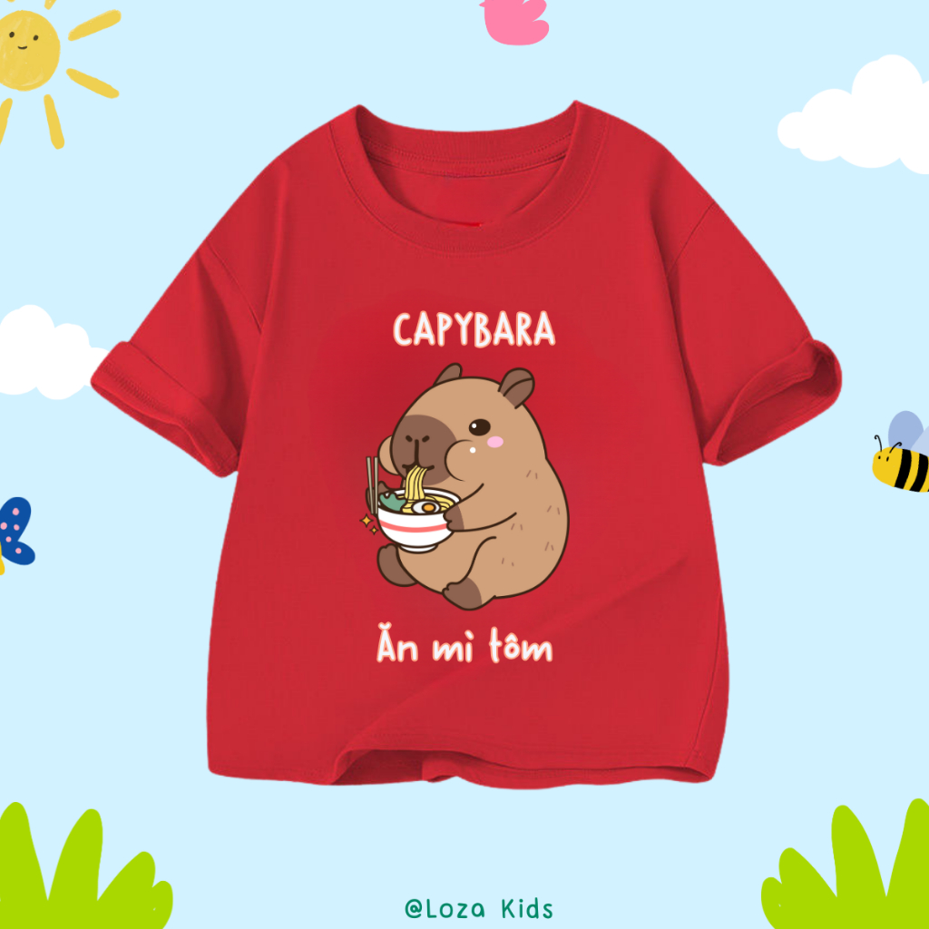 Áo thun cho bé in hình 'Capybara ăn mì tôm' - Loza Kids AT2784_thumbnail_0
