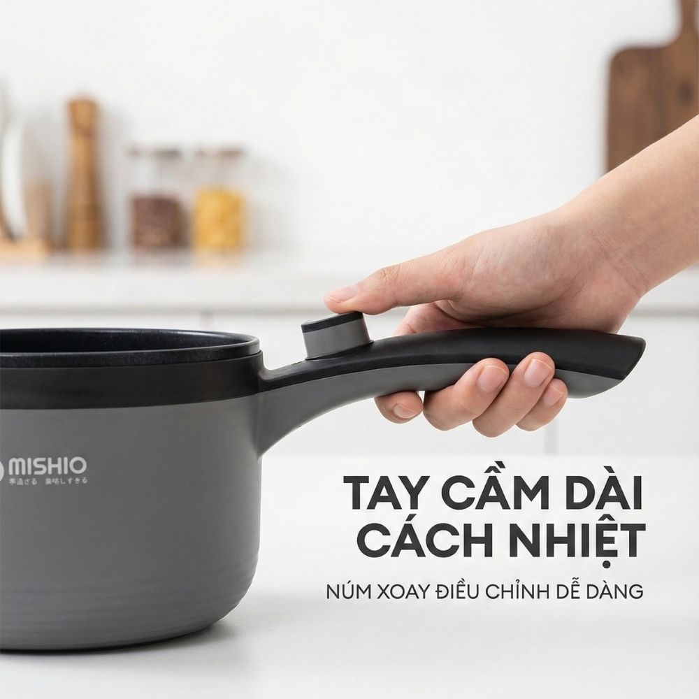 Nồi nấu đa năng Mishio MK321 | Dung tích 1.5L kèm xửng hấp inox 304_thumbnail_4