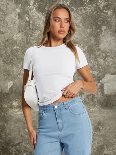 Women’s Basic Crop Top – Soft Short Sleeve Tee for Gym or Casual Wear