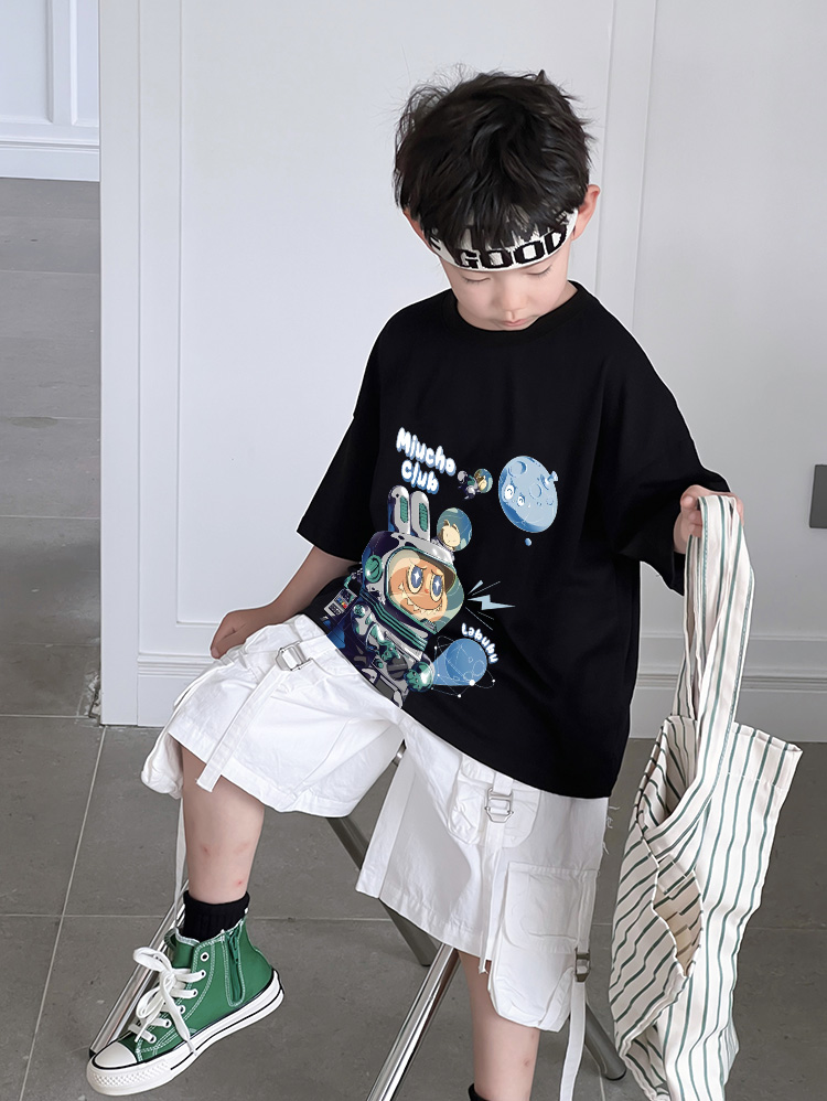 Áo thun bé trai labubu form rộng AED1497 Miucho Kid vải cotton thoáng mát cổ tròn in artwork_thumbnail_4