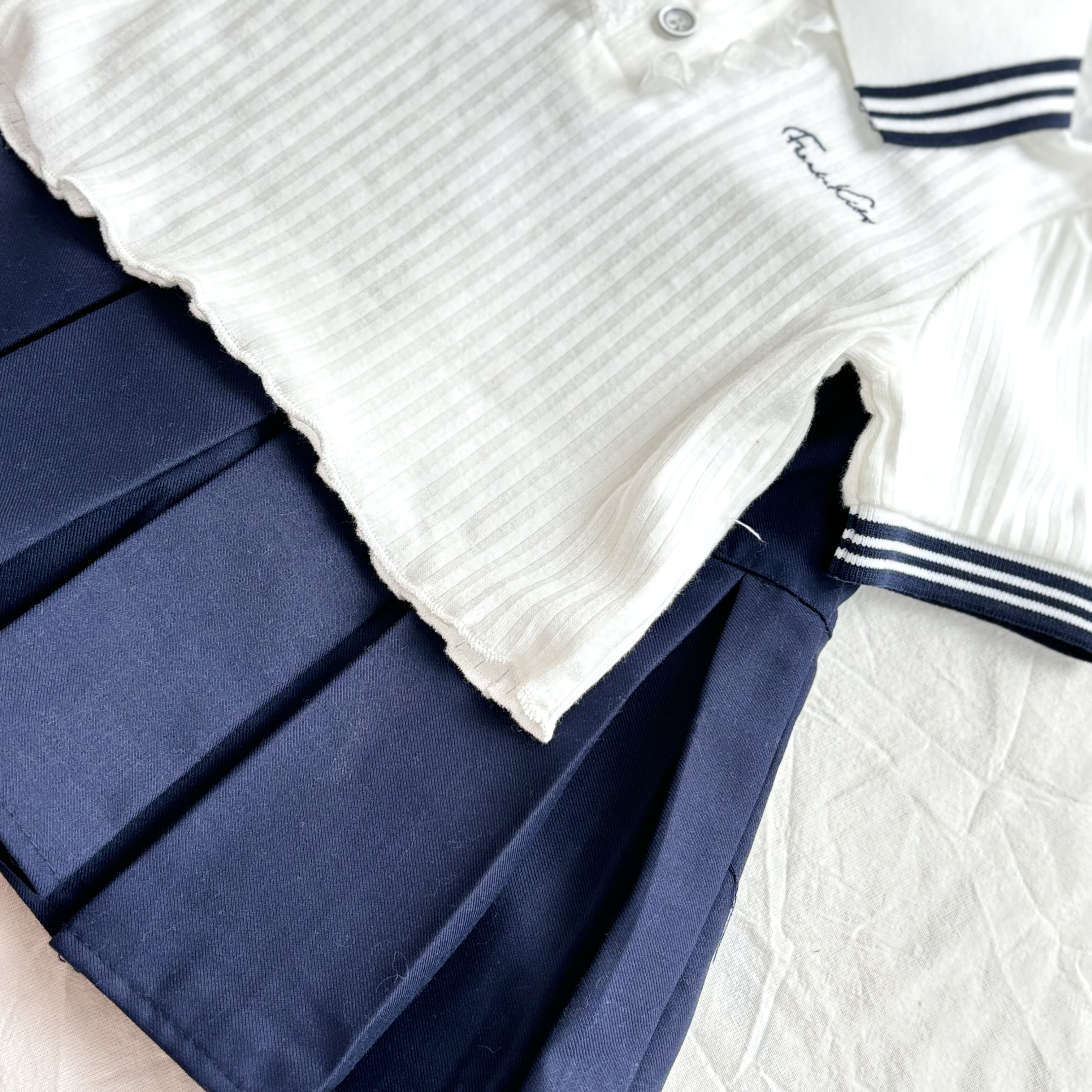 (A12) Áo thun cổ Polo kẻ xanh than siêu yêu cho bé gái mẫu hè 2025_thumbnail_4