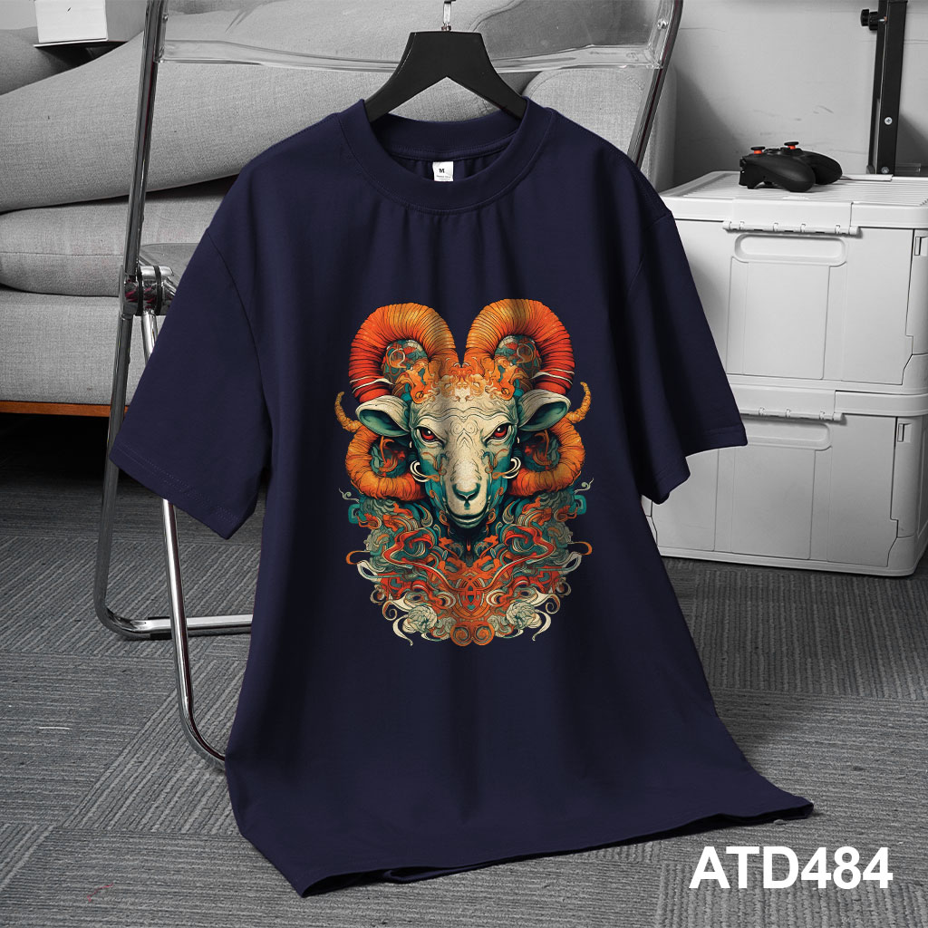 Áo thun nam form rộng 12 con giáp tuổi Mùi ATD484 Miucho Iconic cotton cổ tròn in graphic_thumbnail_5
