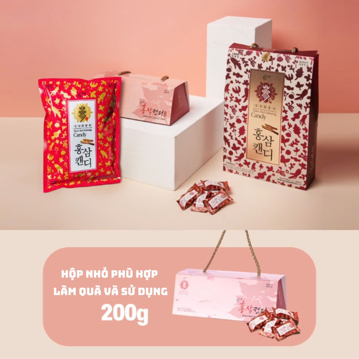 Kẹo Hồng Sâm 6 năm Tuổi 200gr Kim’s Red Ginseng Candy