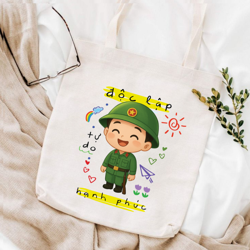 Túi Tote Tôi yêu Việt Nam  - Túi vải canvas có túi phụ và khoá kéo đựng vừa A4 và laptop (33x37cm) - TOTE21_thumbnail_4