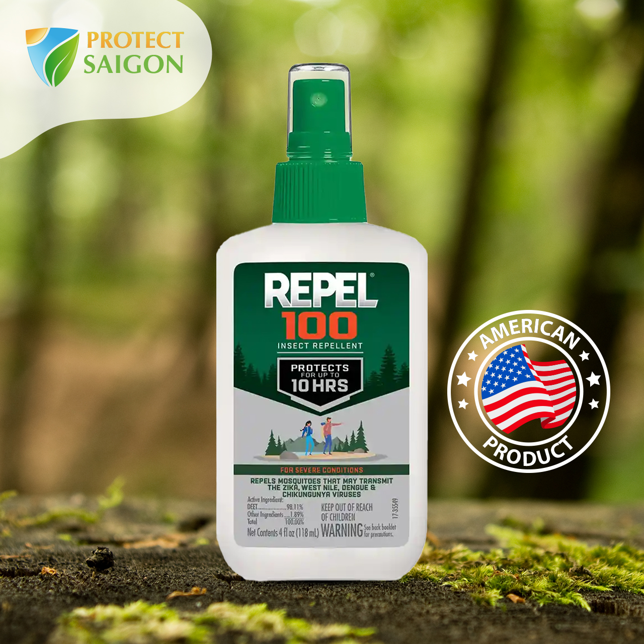 Xịt chống vắt, chống muỗi & côn trùng Repel 100 (118ml) - Mỹ