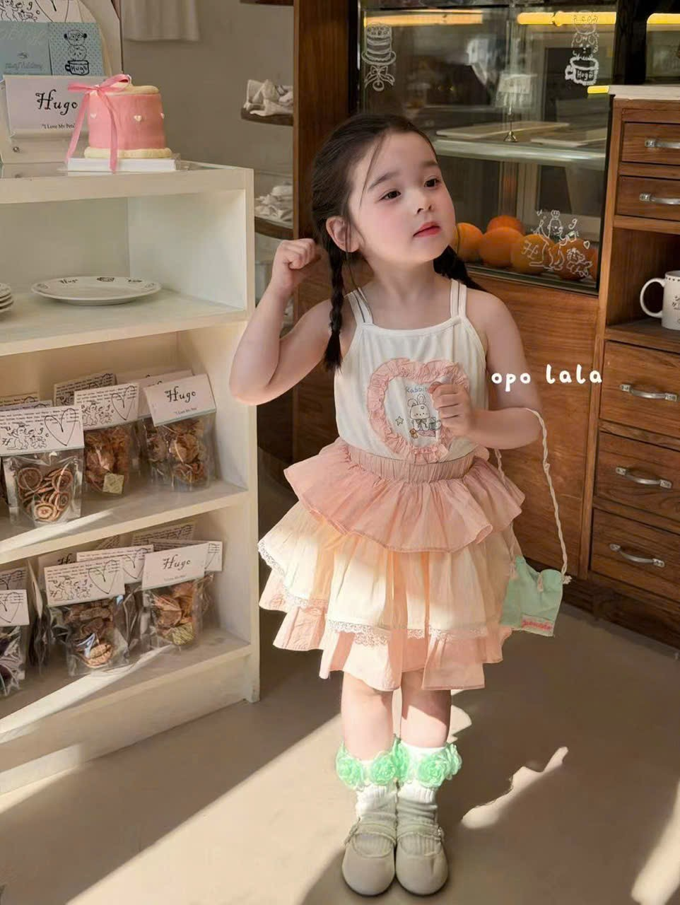 C96 - Set 2 dây kèm chân váy xoè tầng màu kem hãng Opl (Sz90-130)_thumbnail_0