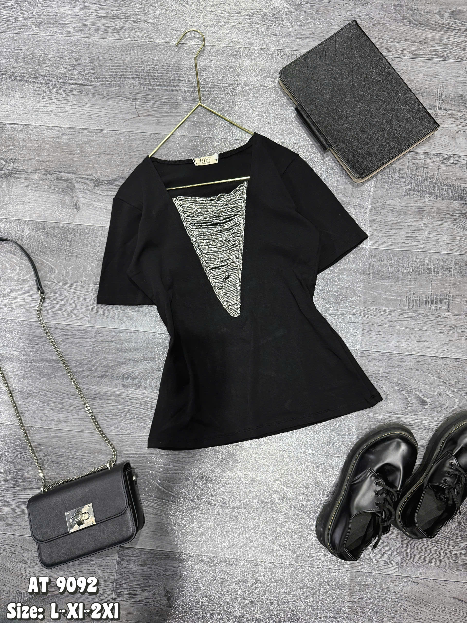 BIGSIZE- Áo thun tay ngắn phối cườm T- AT9092_thumbnail_2