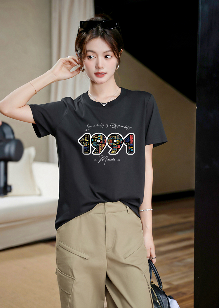 Áo thun nữ in năm sinh 1991 form vừa regular vải cotton 4c thoáng mát ARD1778 Miucho Chic in mix_thumbnail_5