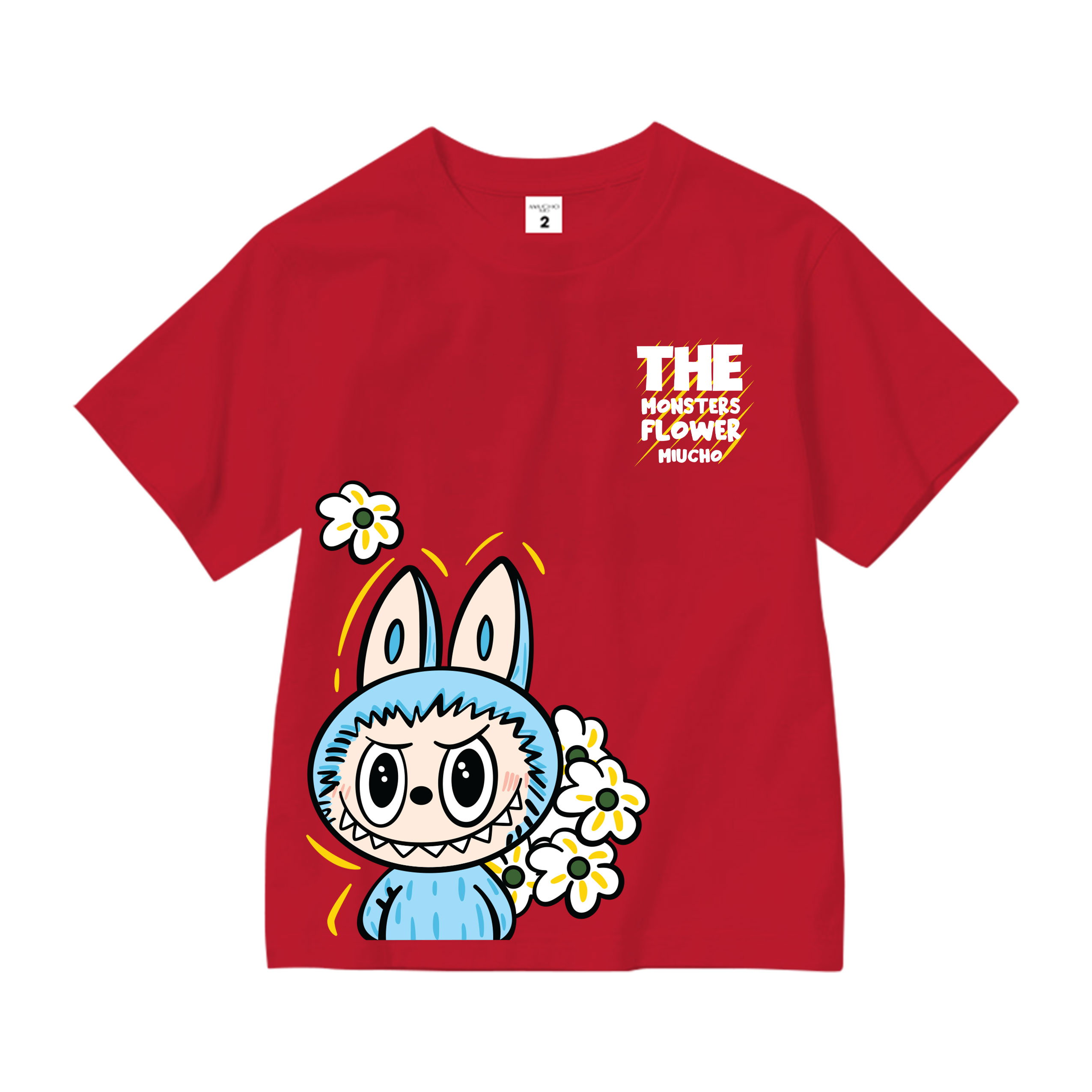 Áo thun bé gái labubu dễ thương nhiều màu sắc AED1465 Miucho Kid vải cotton thoáng mát cổ tròn in graphic_thumbnail_0