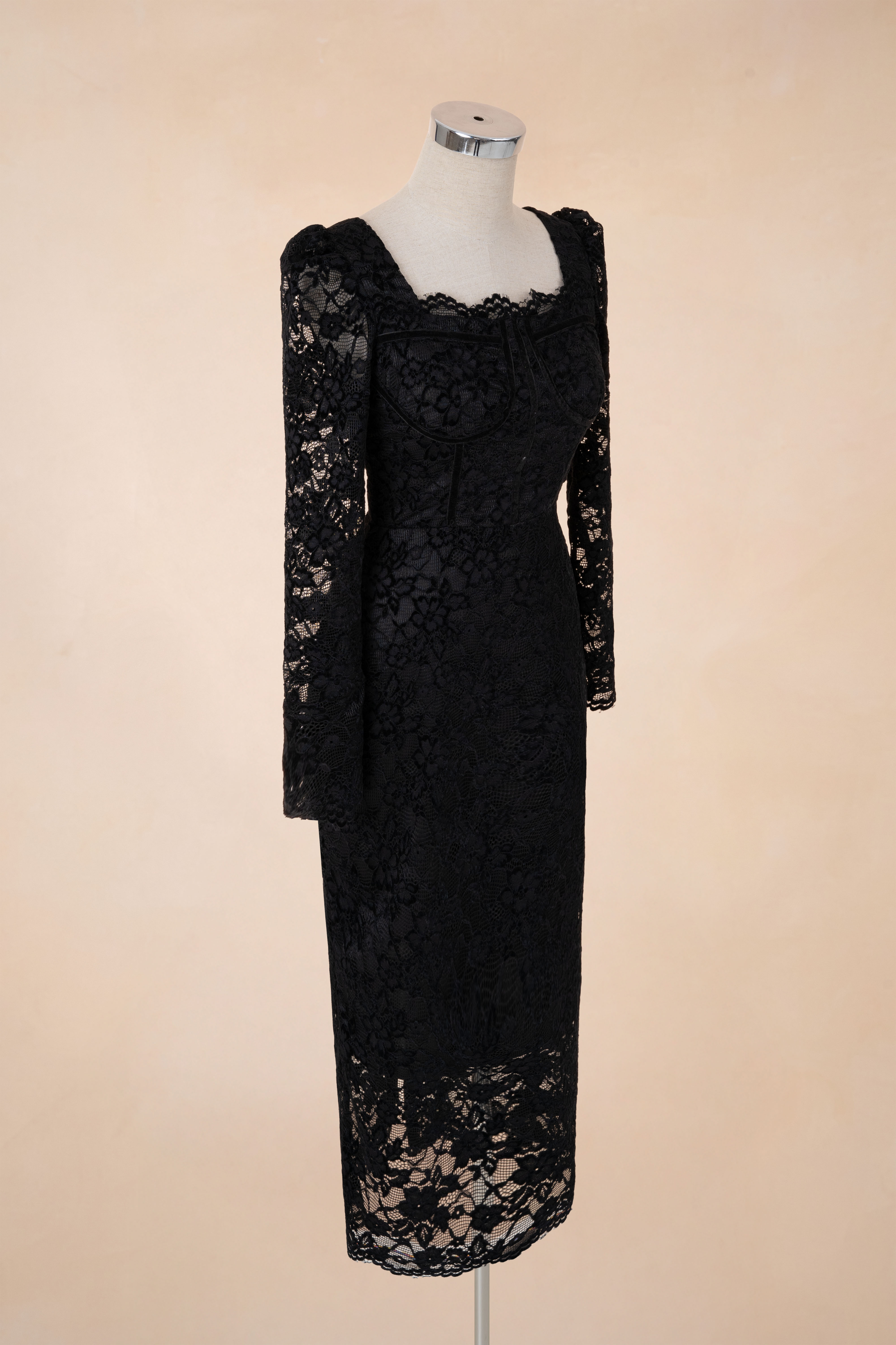 Đầm Suông Hoa Cổ Vuông Tay Dài_thumbnail_2