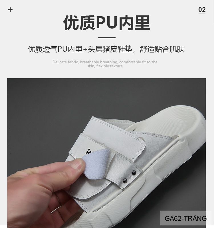 GA62 - Dép xỏ ngón nam phong cách Hàn, đế cao su êm ái, chất liệu da bò, 3 màu Trắng Xanh Lá Đen_thumbnail_14