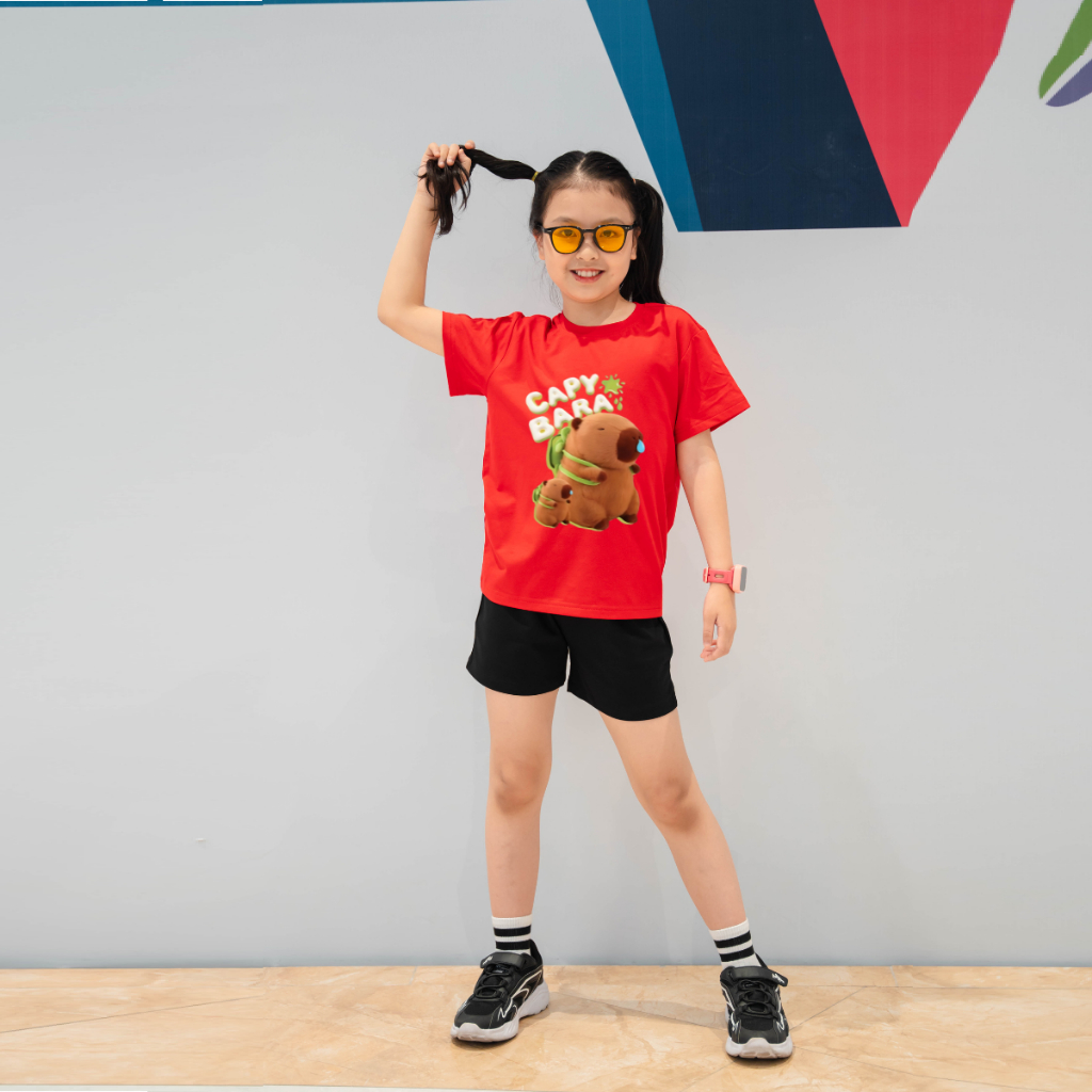 Bộ đồ bé gái in hình Capybara đeo cặp - Loza Kids BD007_thumbnail_1